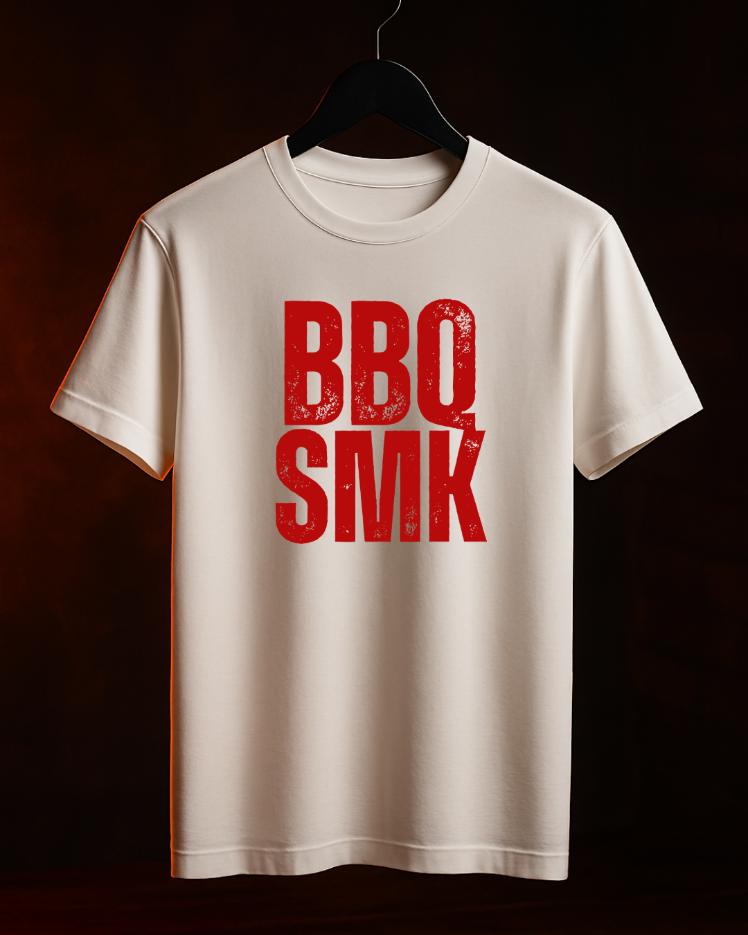 Camiseta BBQ SMK - Red Smokey Masculina Preta Algodão 100% Estampa Churrasco Tamanhos P ao 4G