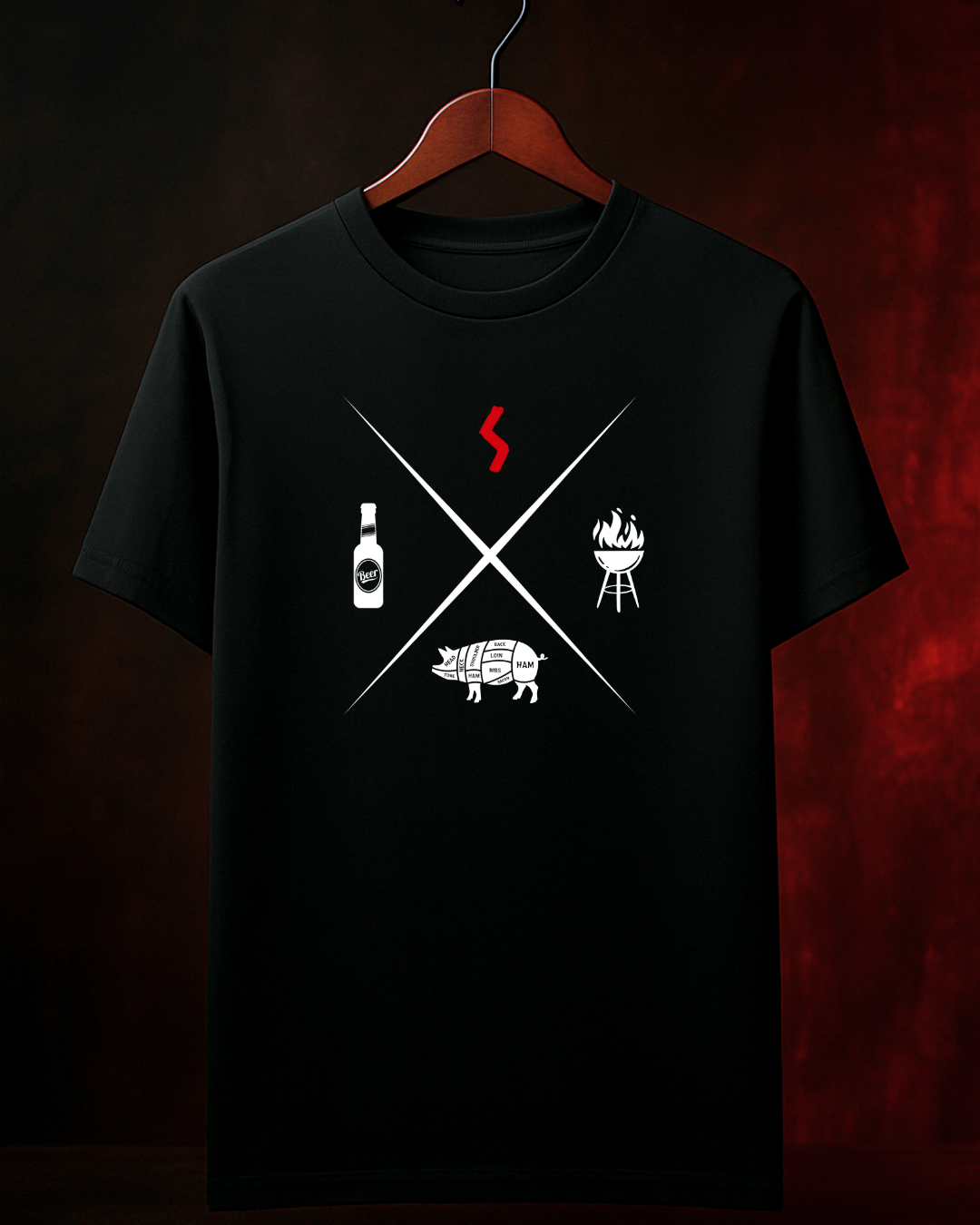 Camiseta Smoke & Swine Smokey Masculina  Algodão 100% Estampa Churrasco Tamanhos P ao 4G