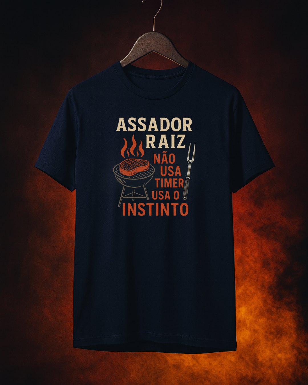 Camiseta Assador Raiz detalhe estampa brasa - Smokey Wear