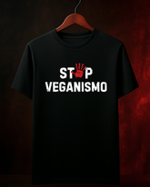 Camiseta Stop Veganismo Smokey Masculina Preta Algodão 100% Estampa Churrasco Tamanhos P ao 4G