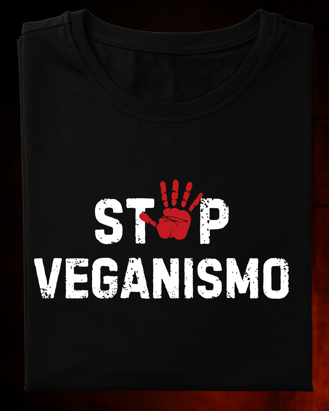 Camiseta Stop Veganismo Smokey Masculina Preta Algodão 100% Estampa Churrasco Tamanhos P ao 4G