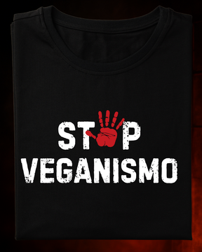Camiseta Stop Veganismo Smokey Masculina Preta Algodão 100% Estampa Churrasco Tamanhos P ao 4G