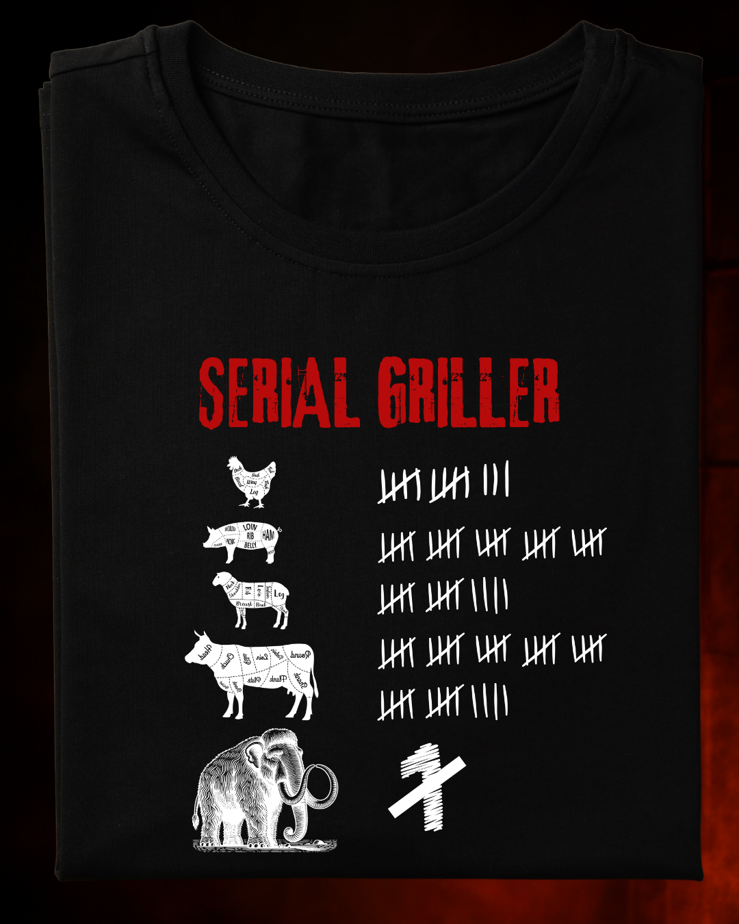 Camiseta Serial Griller Smokey Masculina Preta Algodão 100% Estampa Churrasco Tamanhos P ao 4G