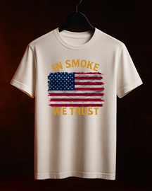 Camiseta IN SMOKE WE TRUST Masculina Preta/Branca Algodão 100% Estampa Churrasco