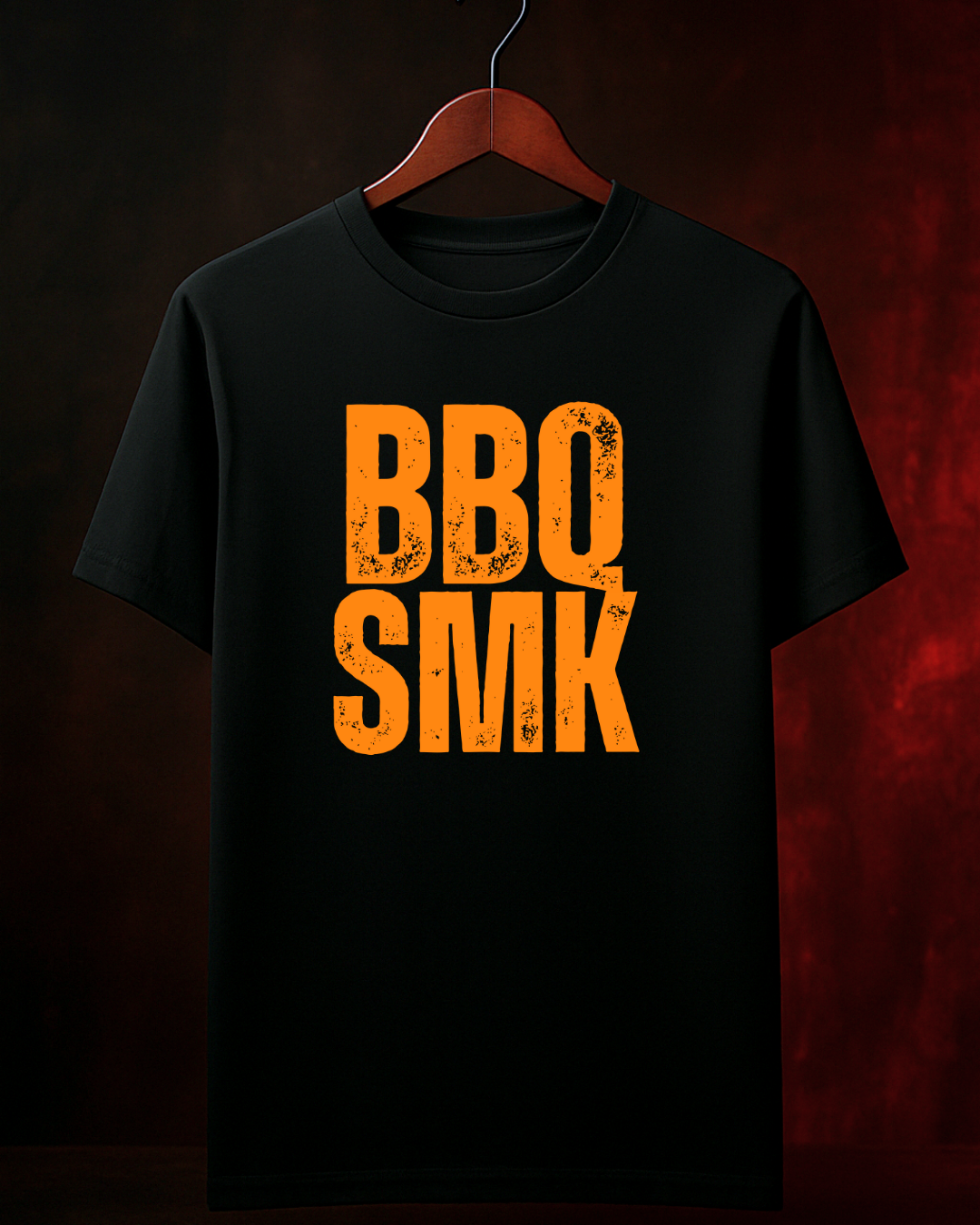Camiseta BBQ SMK - Yelow Smokey Masculina Preta Algodão 100% Estampa Churrasco Tamanhos P ao 4G