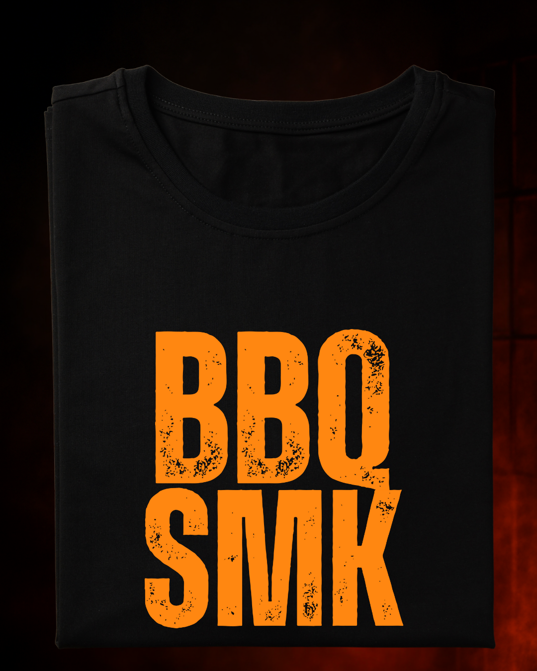 Camiseta BBQ SMK - Yelow Smokey Masculina Preta Algodão 100% Estampa Churrasco Tamanhos P ao 4G