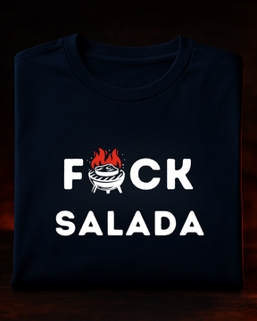 Camiseta F*CK Salada Smokey Masculina Preta Algodão 100% Estampa Churrasco Tamanhos P ao 4G