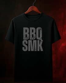 Camiseta BBQ SMK - Gray Smokey Masculina Preta Algodão 100% Estampa Churrasco Tamanhos P ao 4G