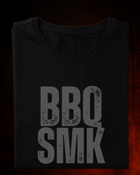 Camiseta BBQ SMK - Gray Smokey Masculina Preta Algodão 100% Estampa Churrasco Tamanhos P ao 4G
